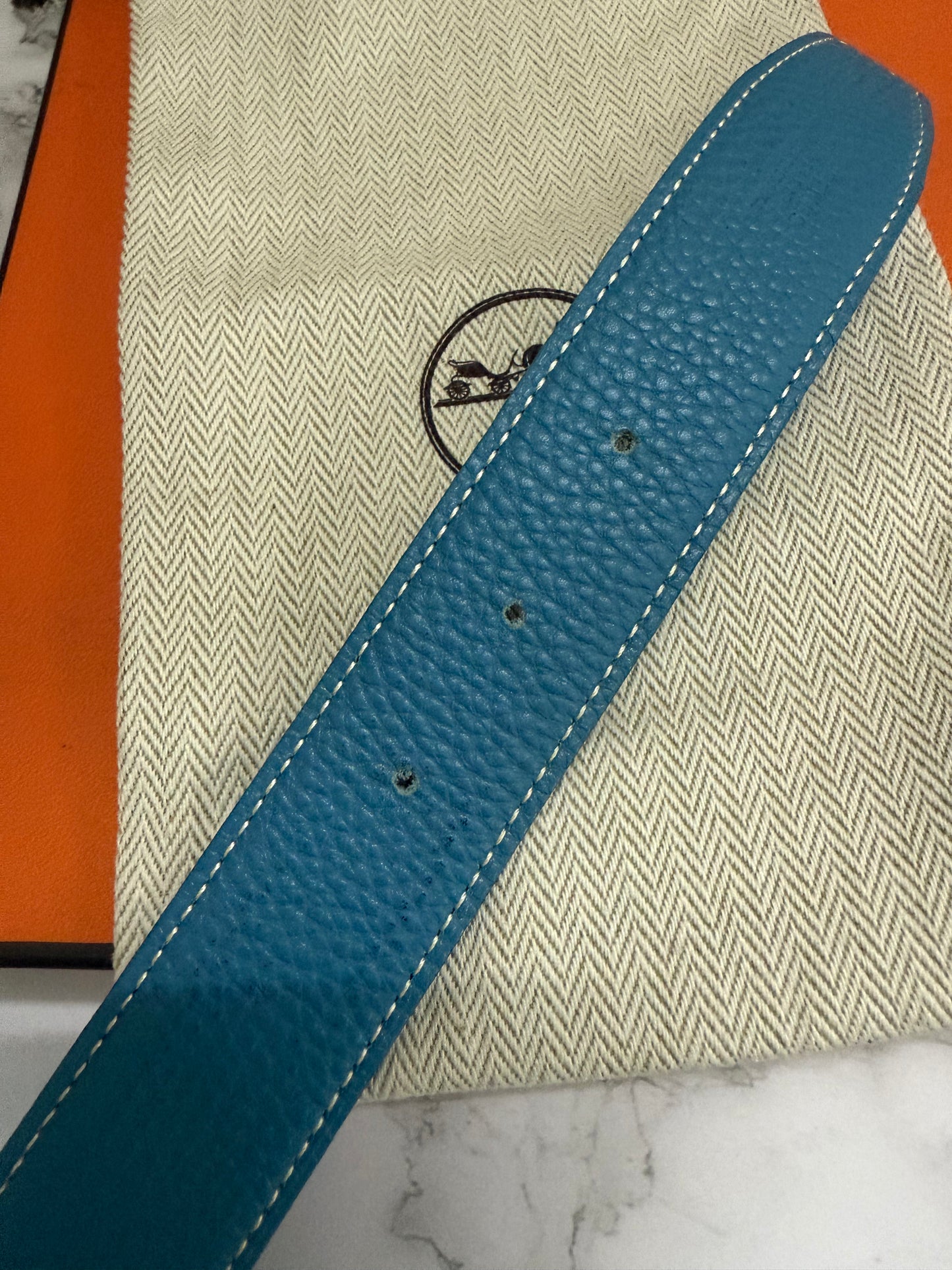 Hermès Reversible Belt with silver bucket