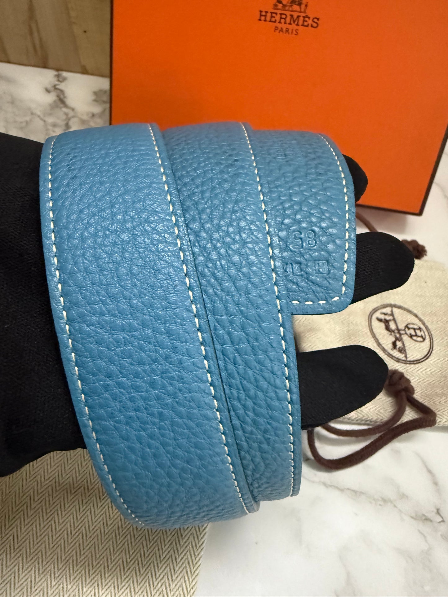 Hermès Reversible Belt with silver bucket
