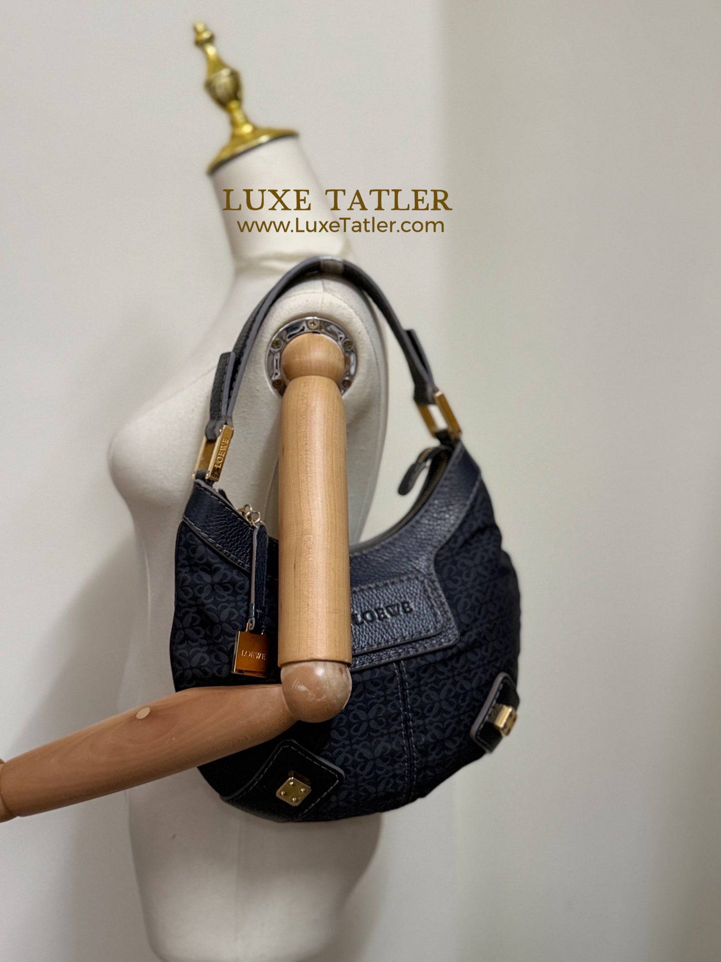 Loewe Anagram Canvas Hobo Shoulder Bag