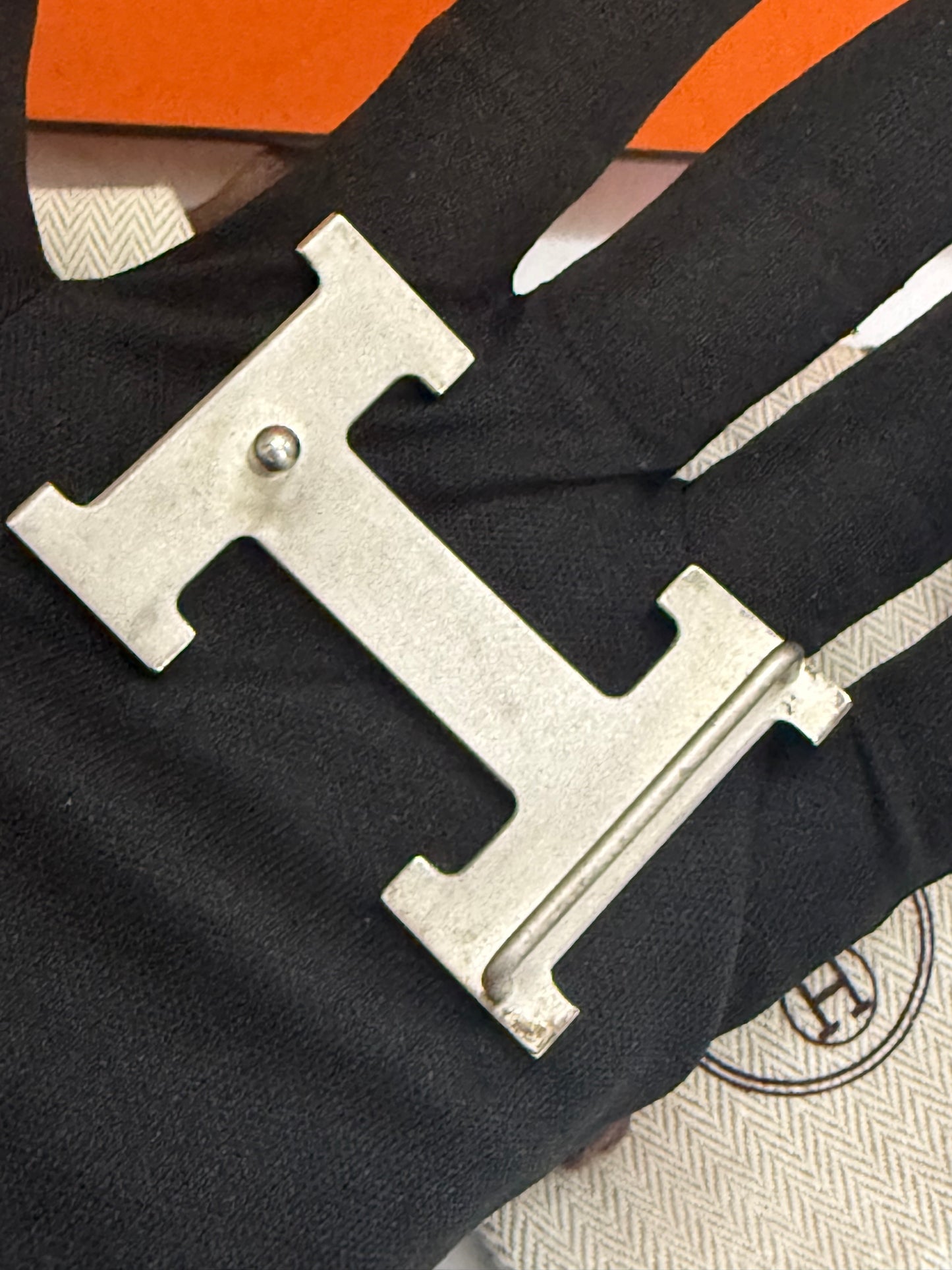 Hermès Reversible Belt with silver bucket