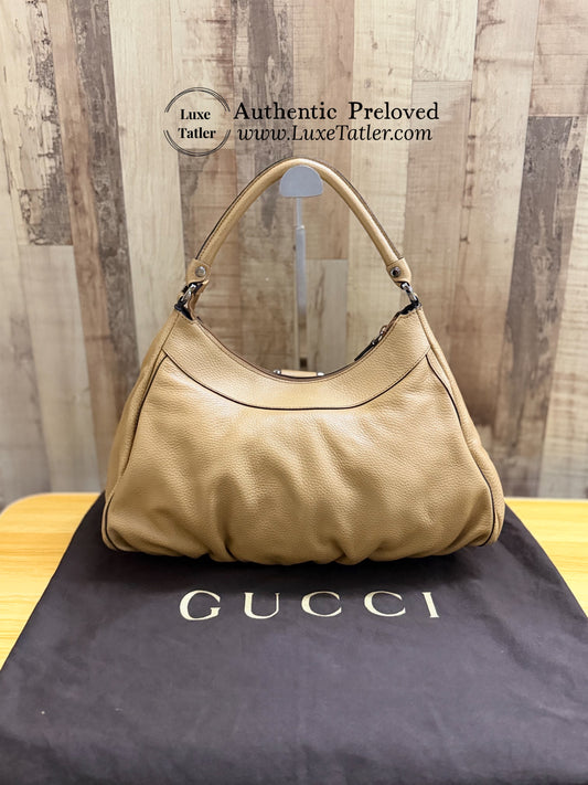 Gucci D-Ring Leather Hobo Bag