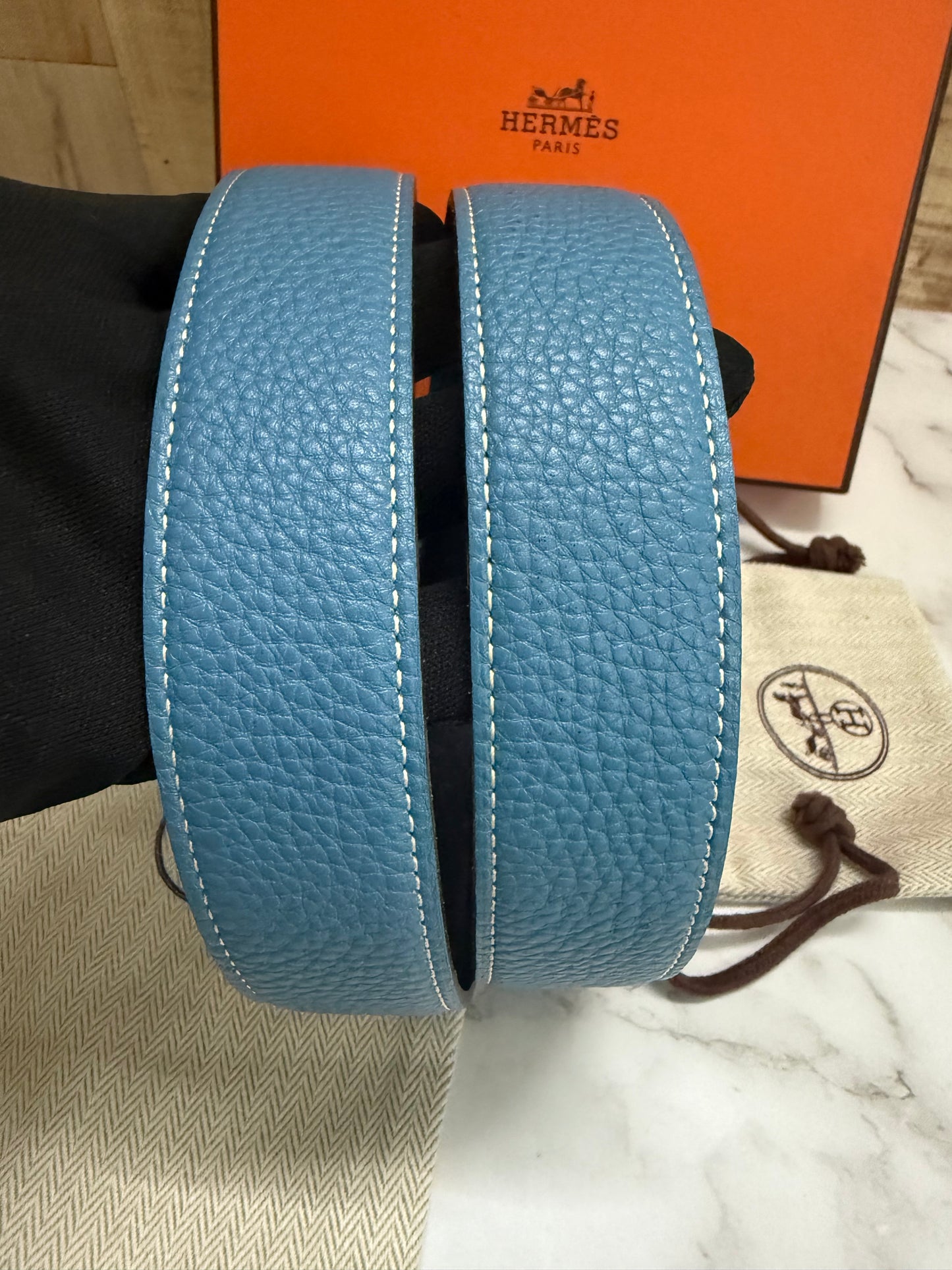 Hermès Reversible Belt with silver bucket