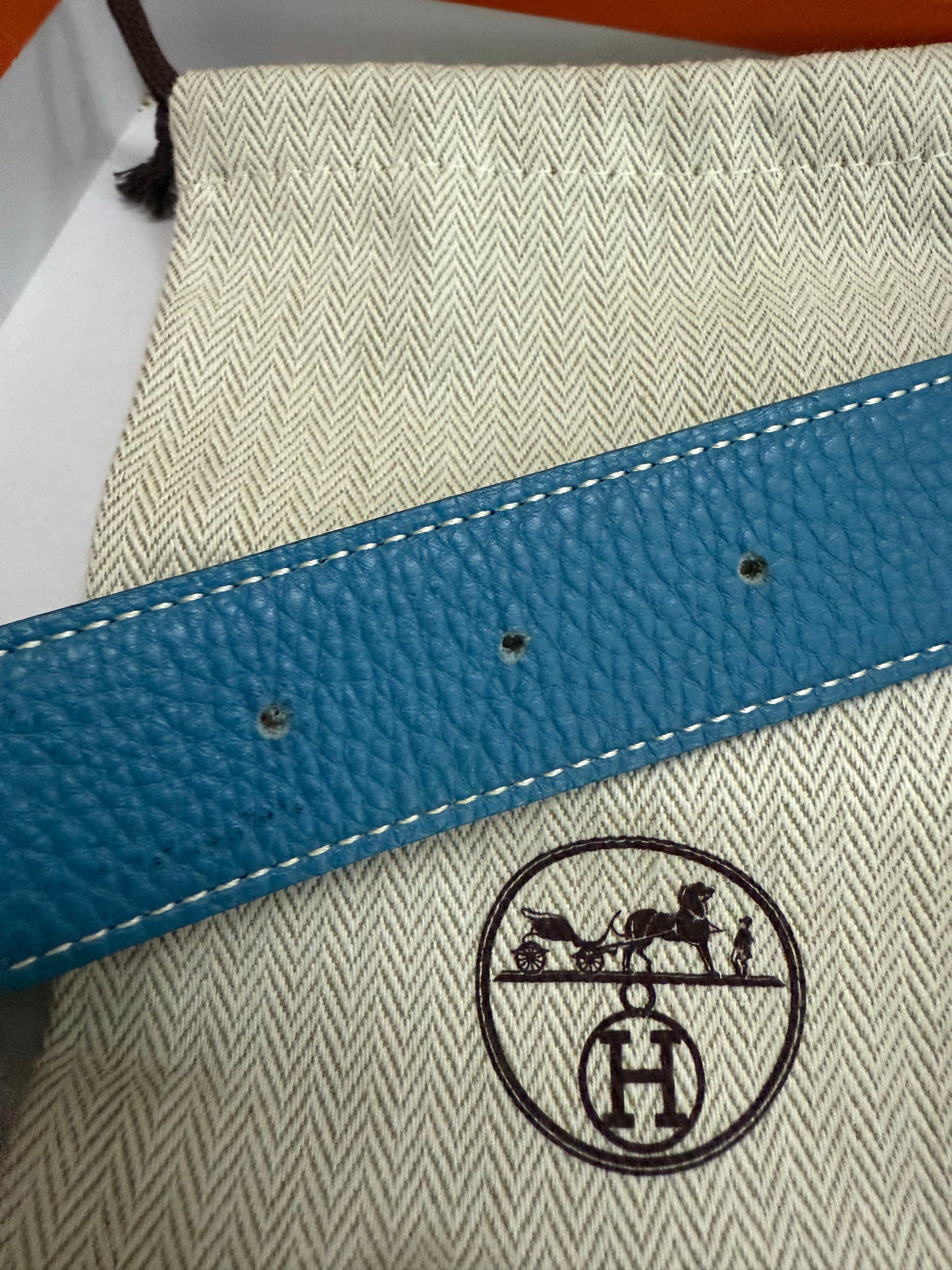 Hermès Reversible Belt with silver bucket