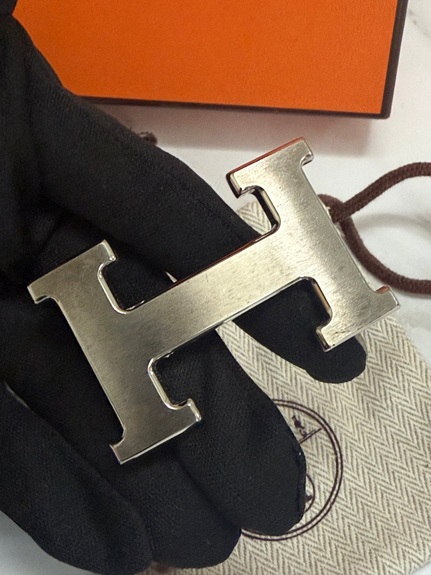 Hermès Reversible Belt with silver bucket