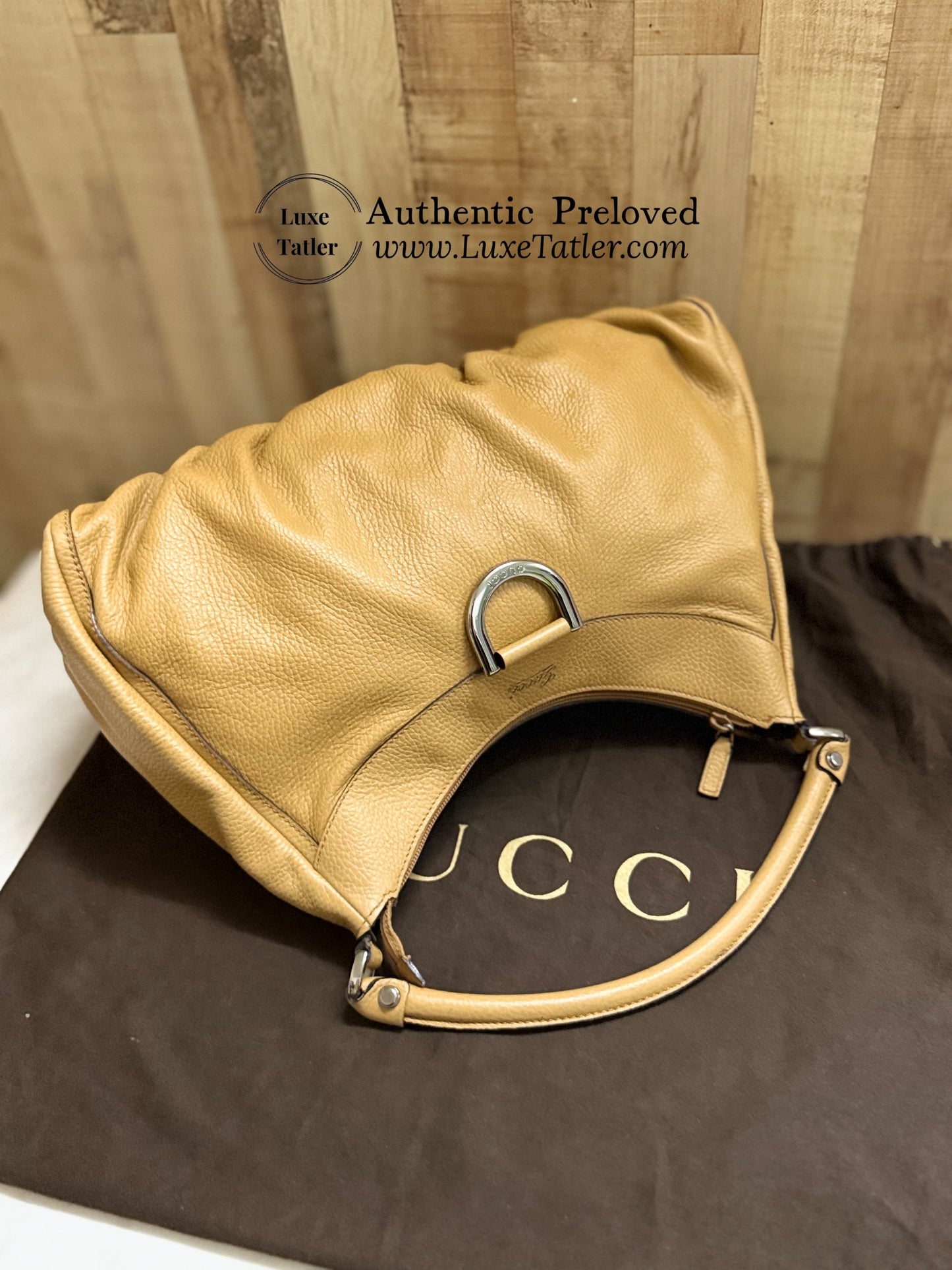 Gucci D-Ring Leather Hobo Bag