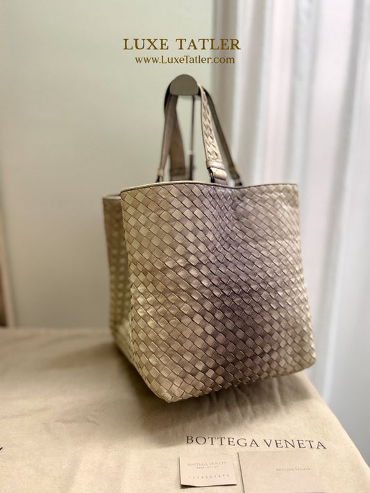 Bottega Veneta Intrecciato Ombre Tote (Cream)