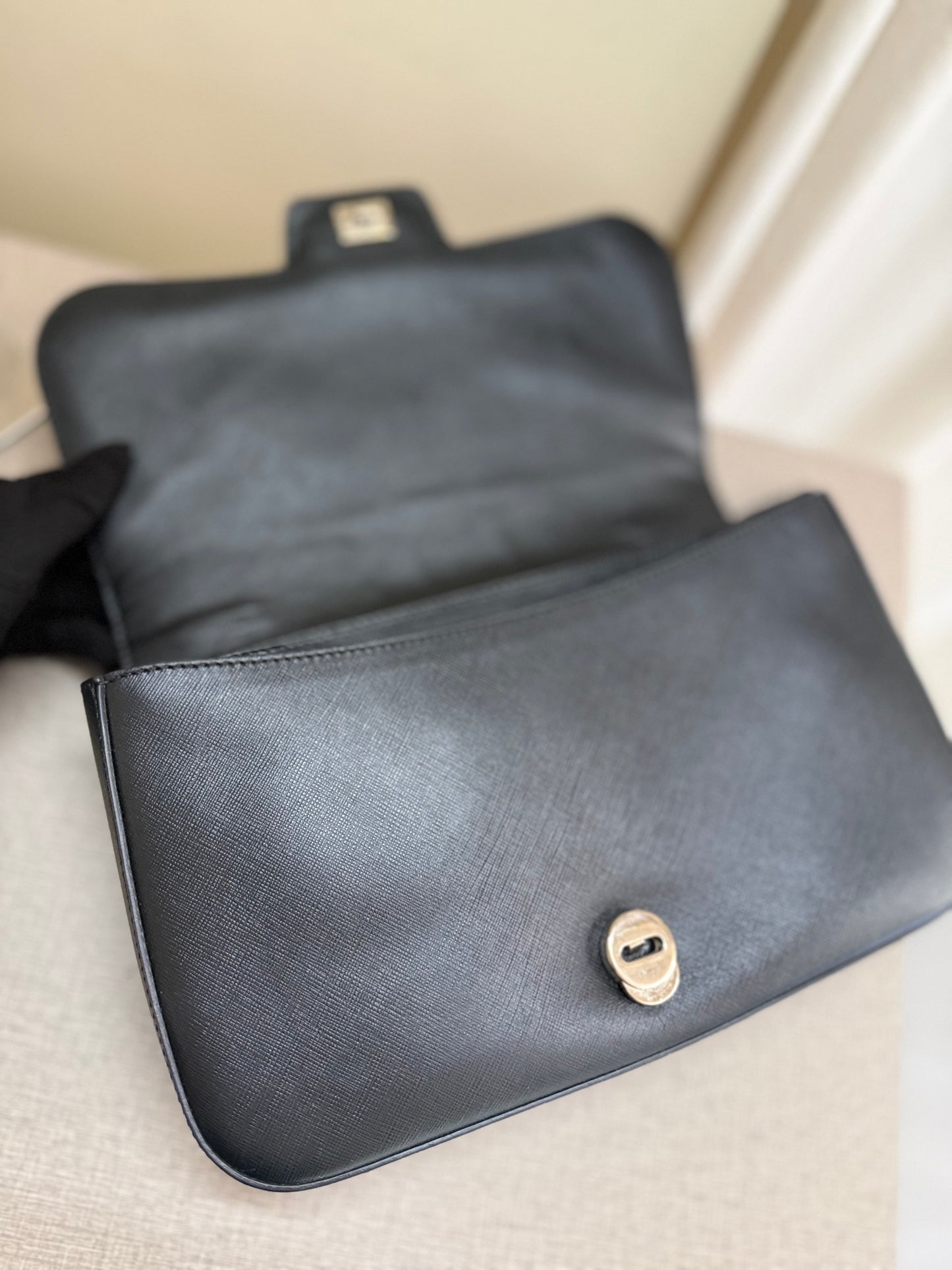 Salvatore Ferragamo Gancini Saffiano Leather Shoulder Bag