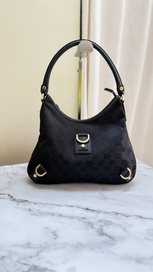 Gucci D Ring Hobo Canvas Bag