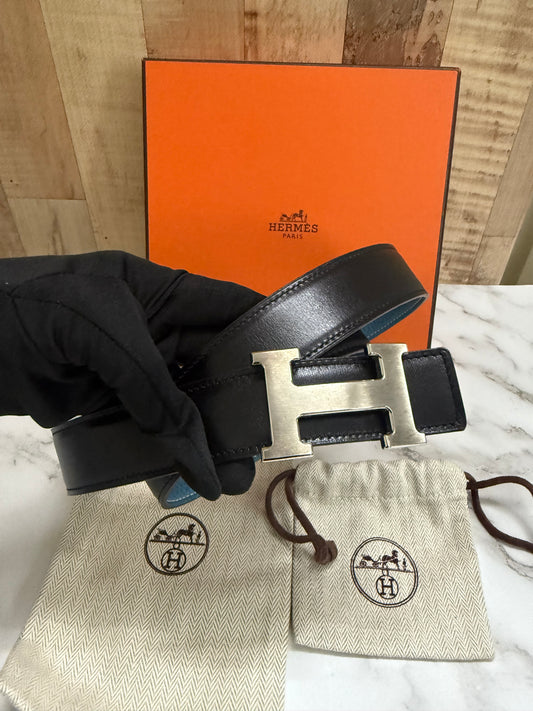 Hermès Reversible Belt with silver bucket