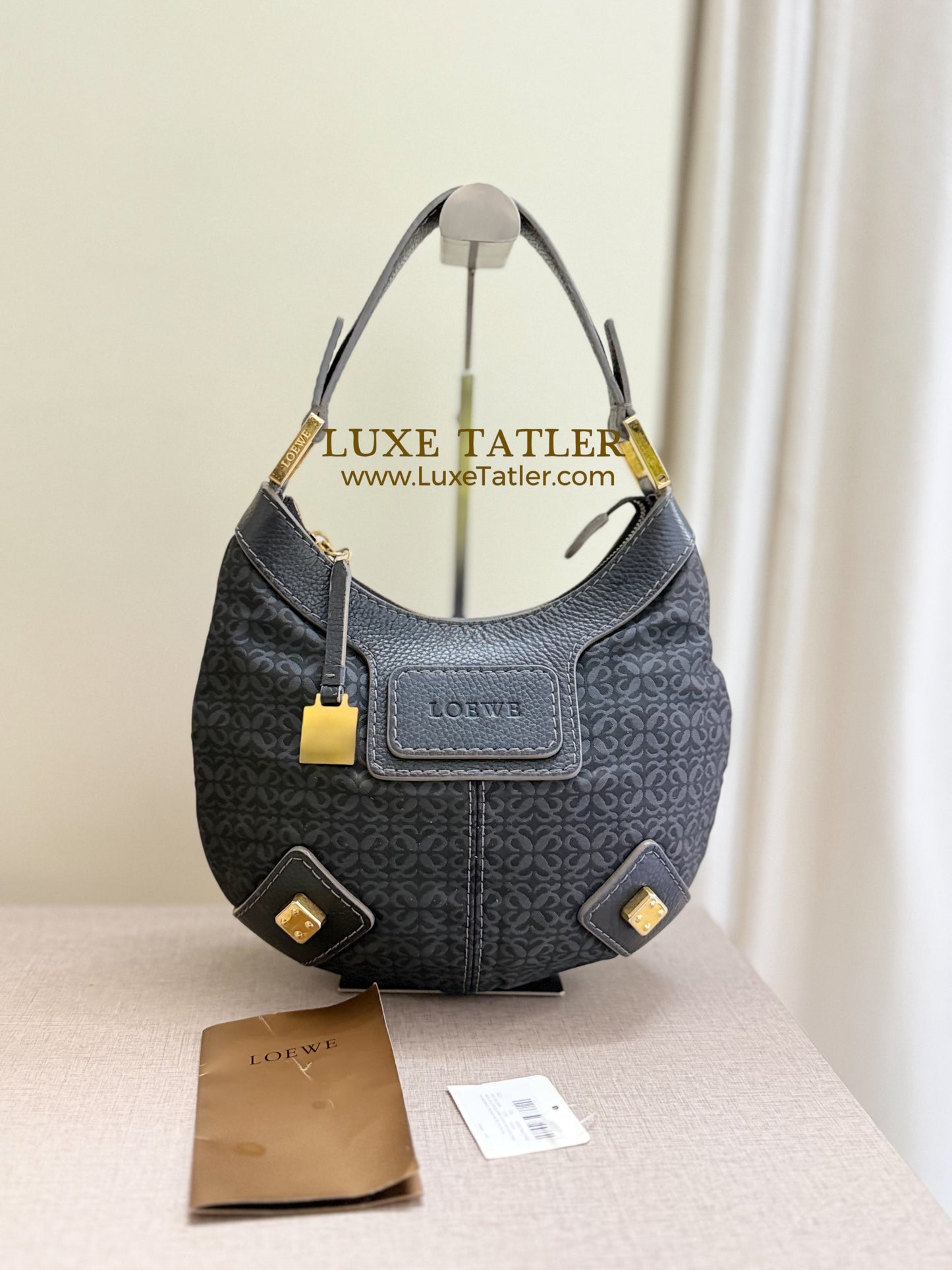 Loewe Anagram Canvas Hobo Shoulder Bag