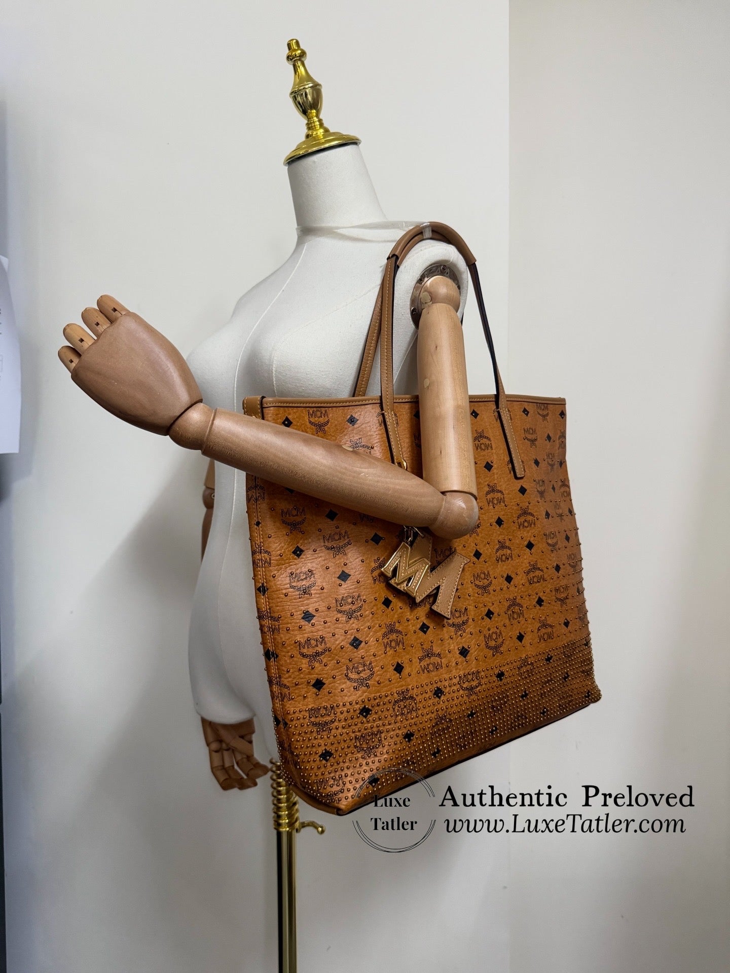 MCM Anya Leather Tote with pouch