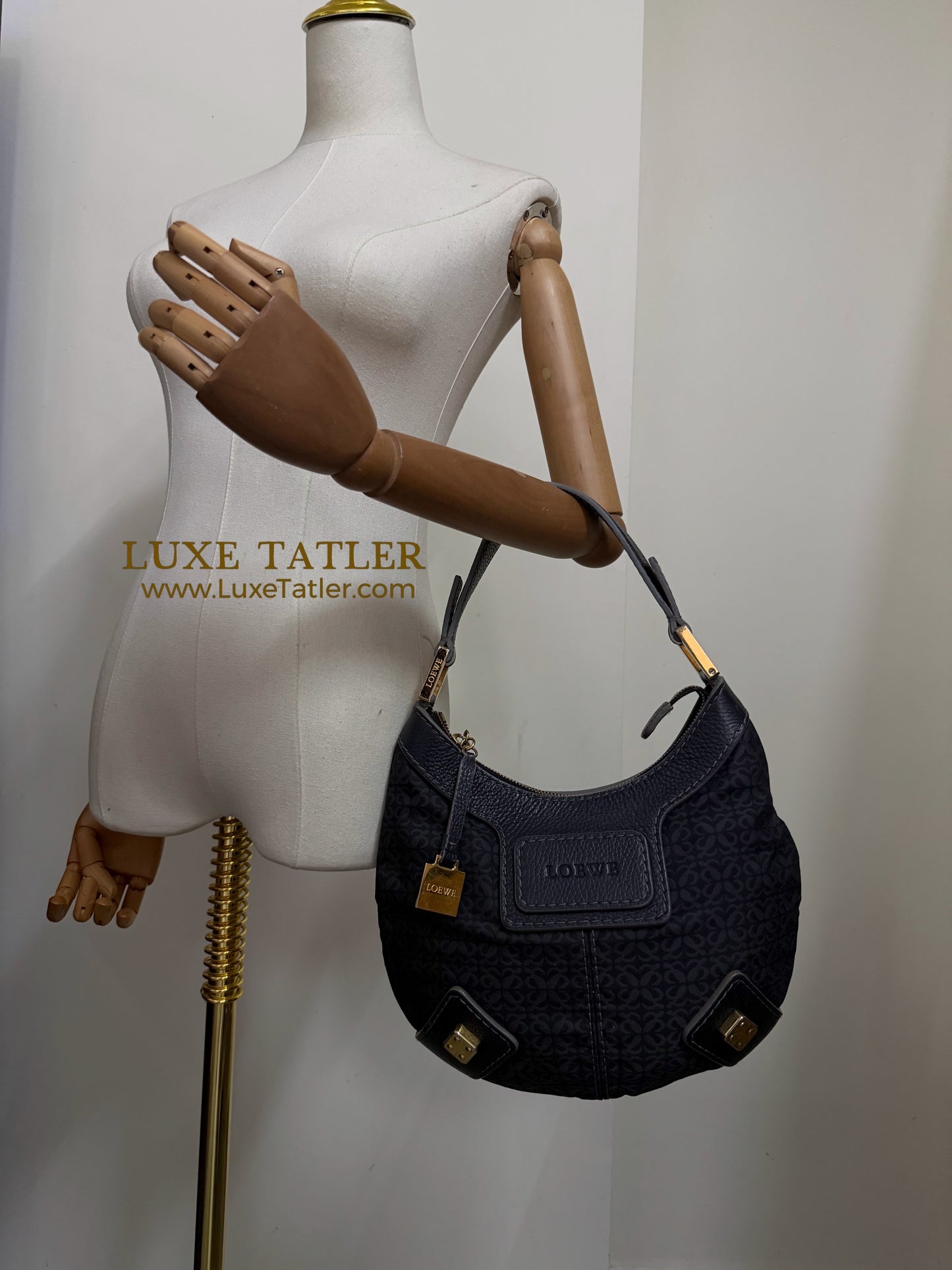 Loewe Anagram Canvas Hobo Shoulder Bag