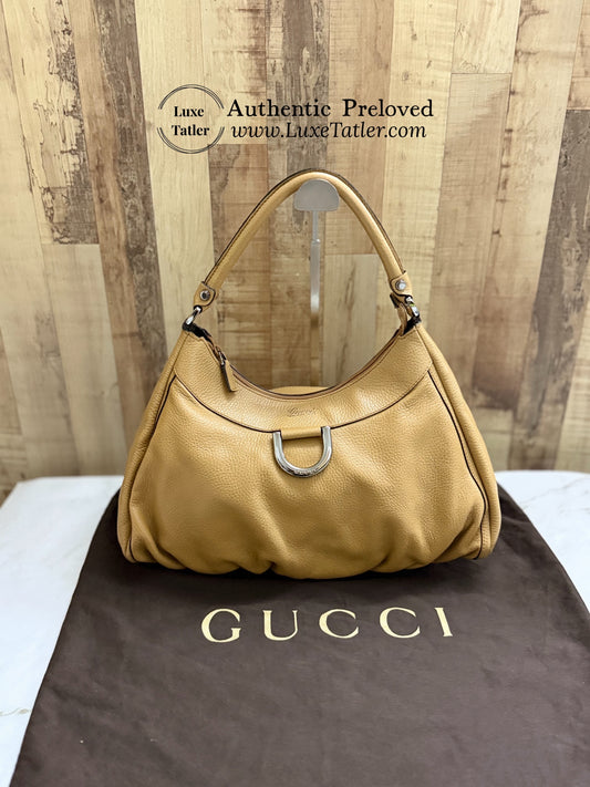 Gucci D-Ring Leather Hobo Bag