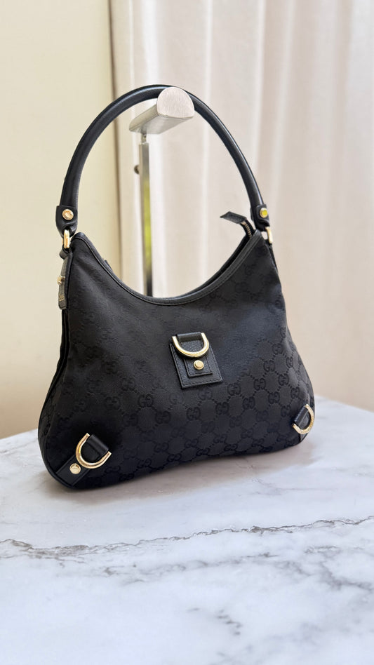 Gucci D Ring Hobo Canvas Bag