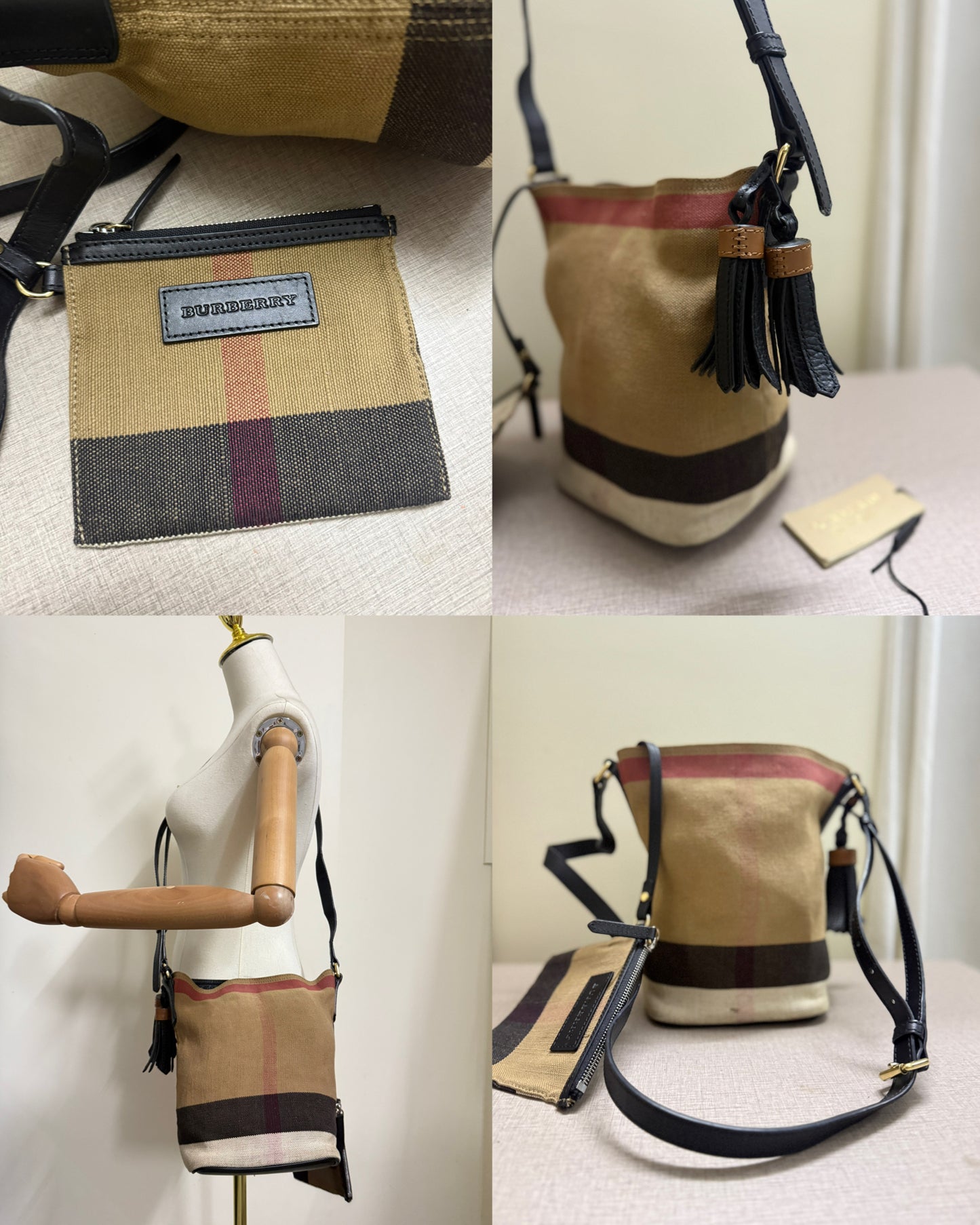Burberry Ashby Canvas Bag with pouch