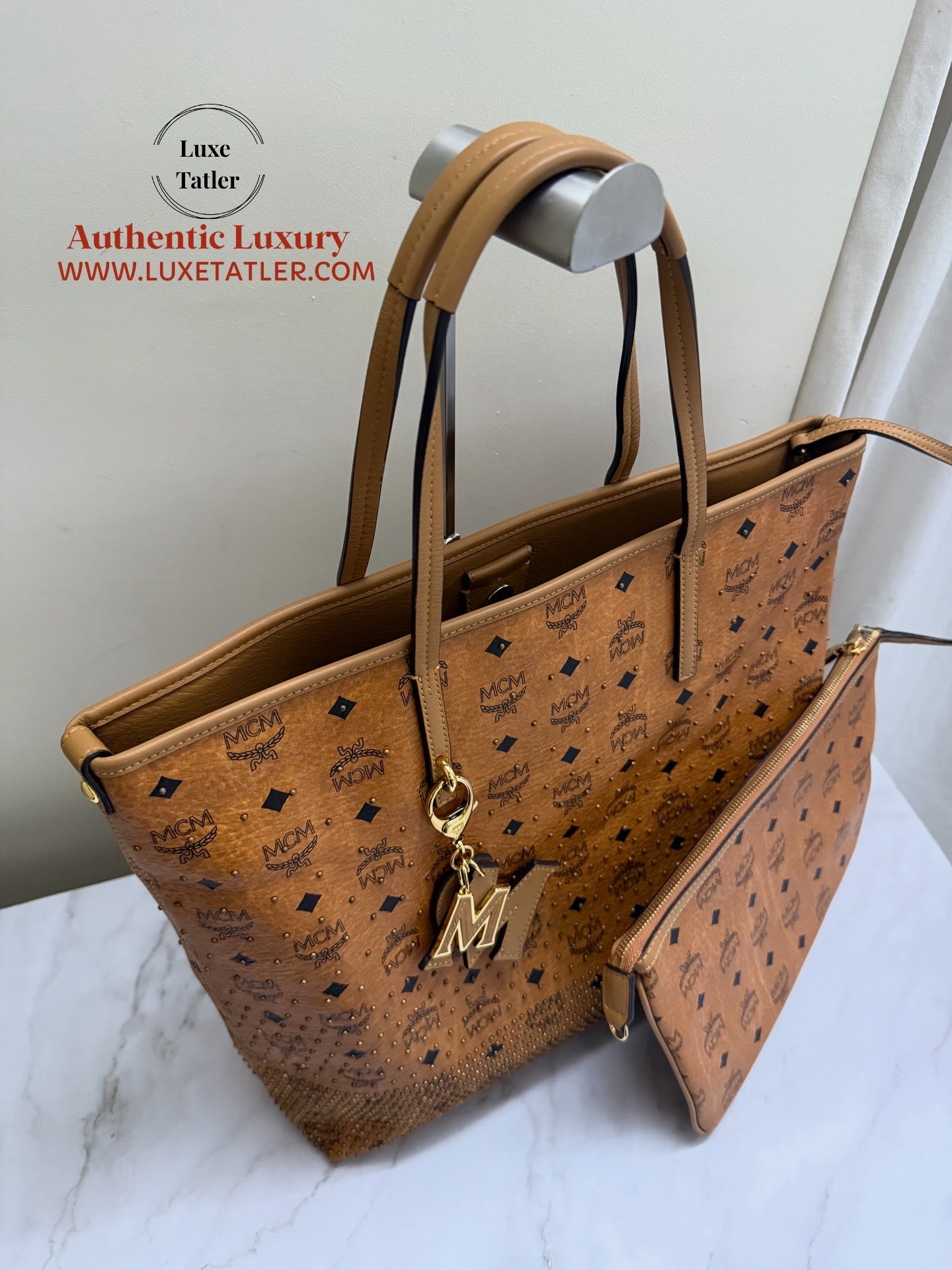 MCM Anya Leather Tote with pouch