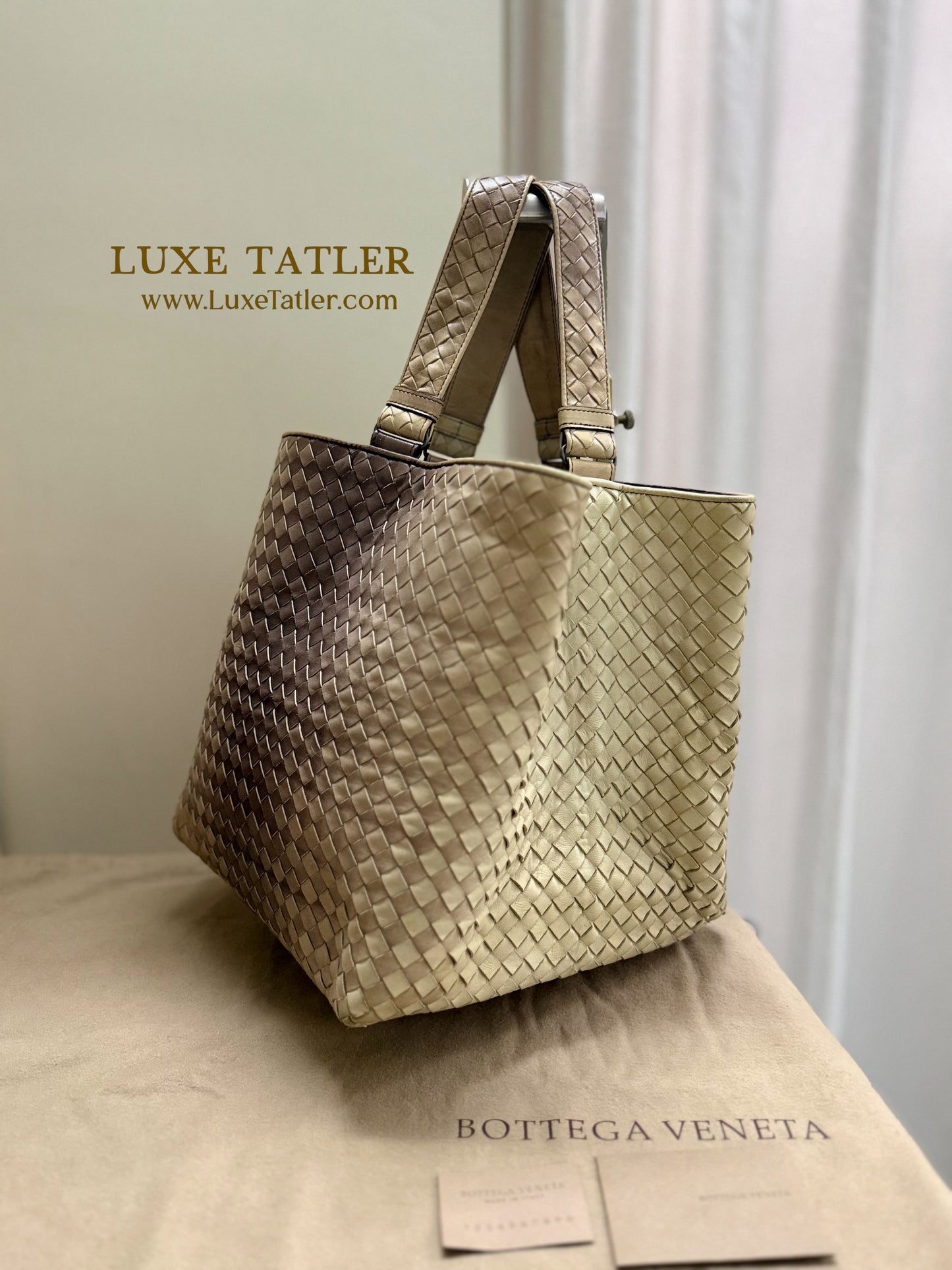 Bottega Veneta Intrecciato Ombre Tote (Cream)