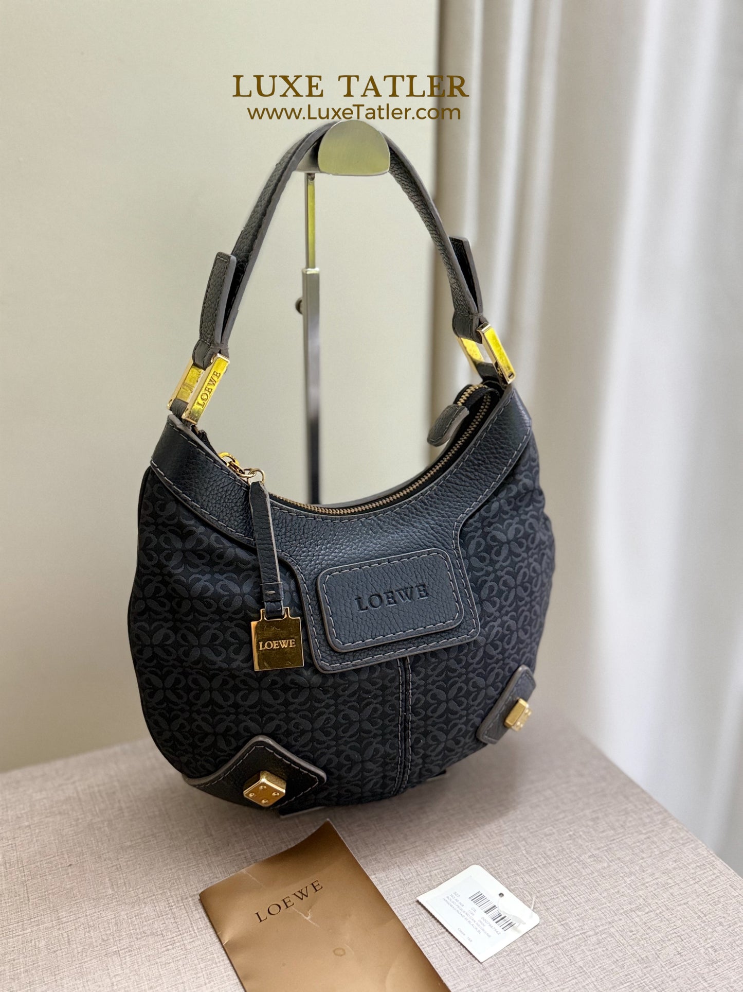 Loewe Anagram Canvas Hobo Shoulder Bag