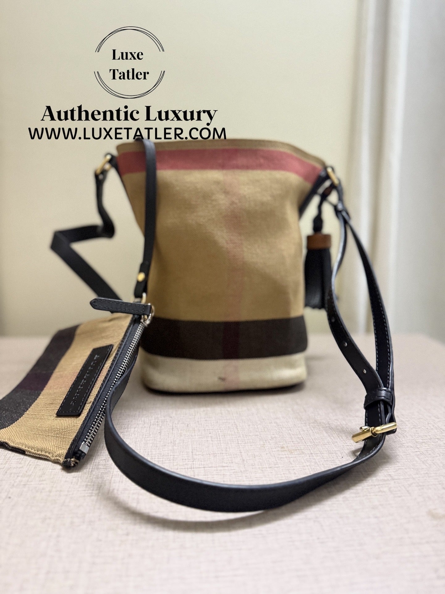 Burberry Ashby Canvas Bag with pouch