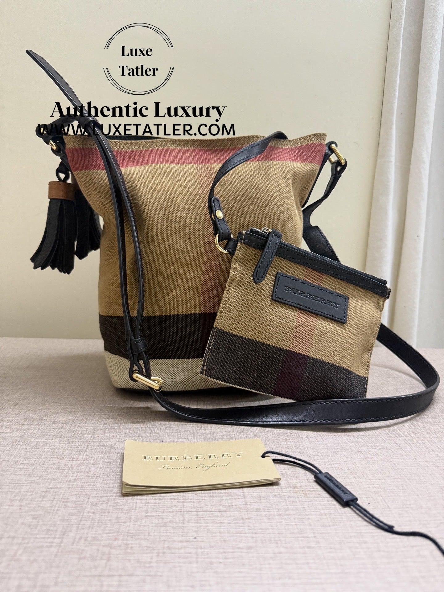 Burberry Ashby Canvas Bag with pouch