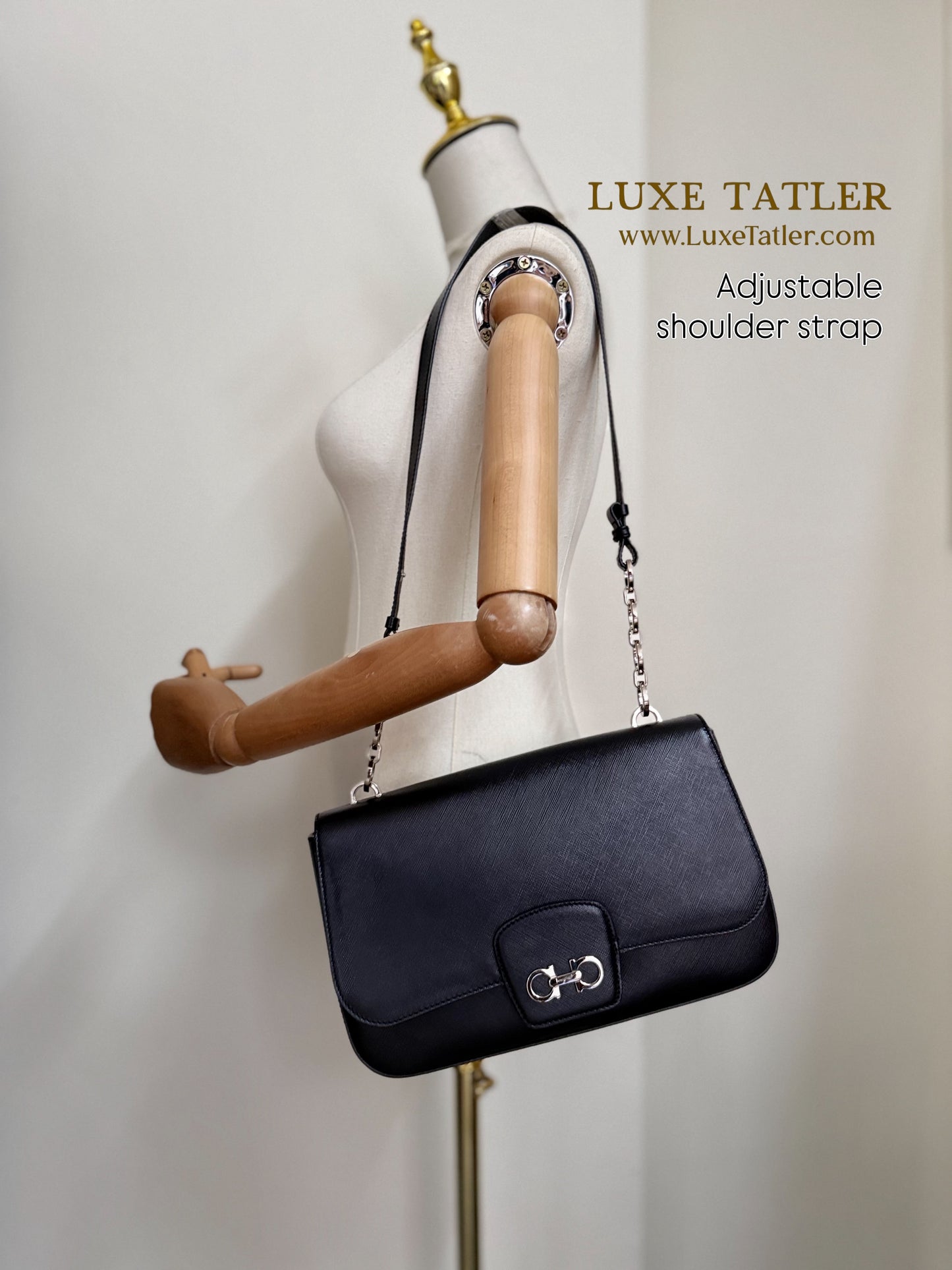 Salvatore Ferragamo Gancini Saffiano Leather Shoulder Bag