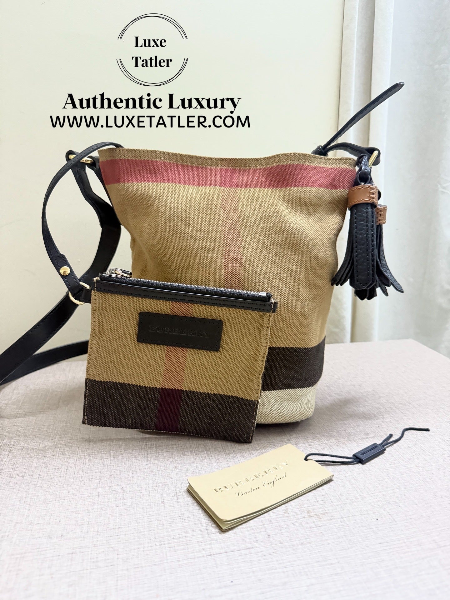 Burberry Ashby Canvas Bag with pouch