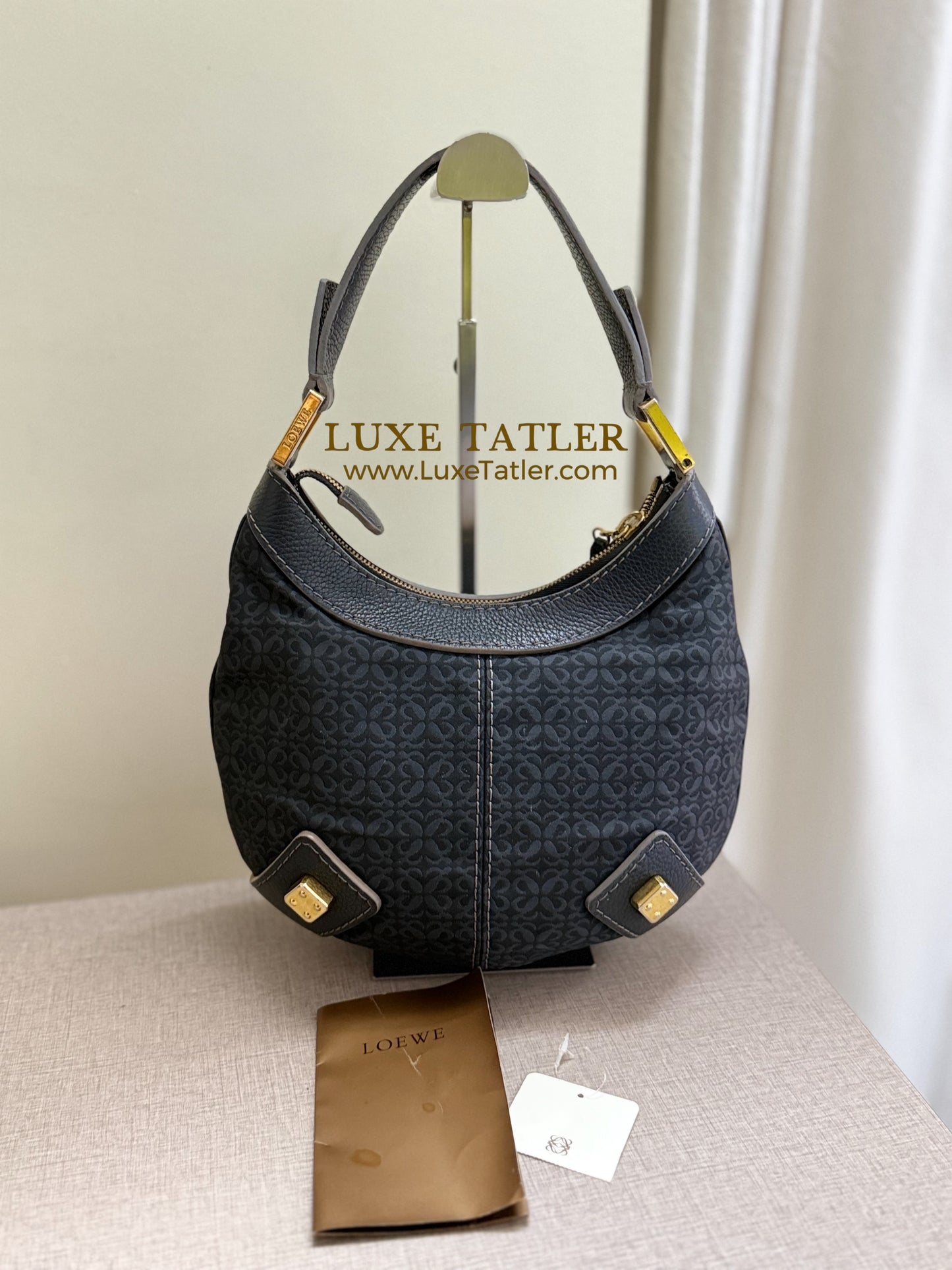 Loewe Anagram Canvas Hobo Shoulder Bag